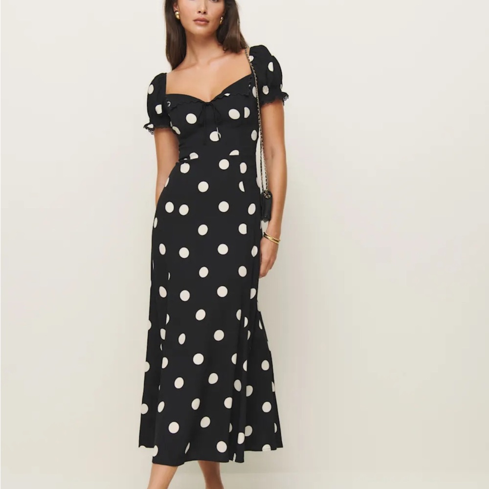 Reformation Black and White Ruched Sundress Sweetheart Neckline - Perfect